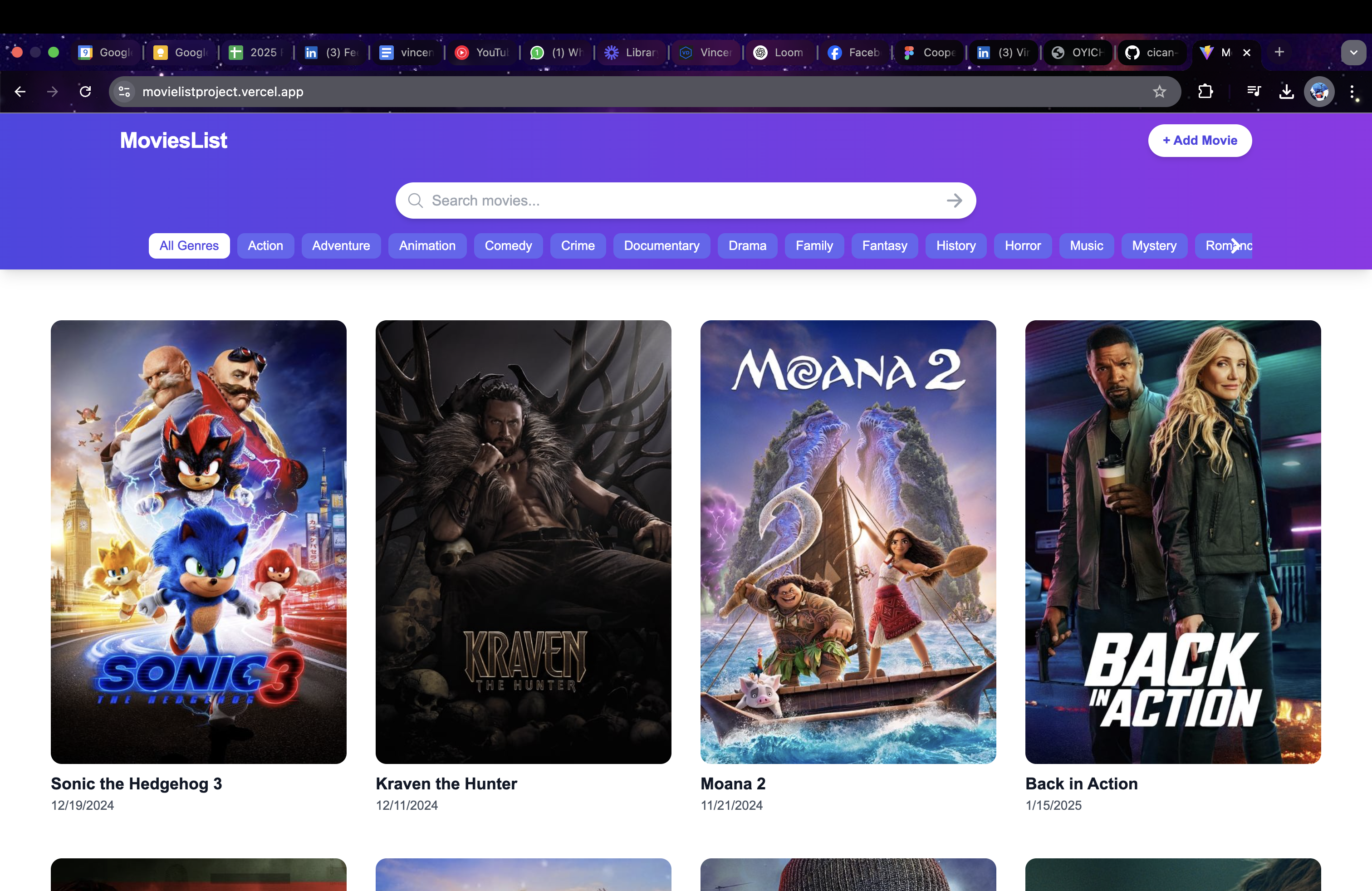 Movie Listing Website